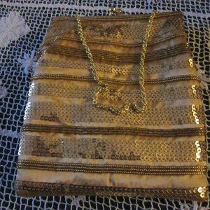 LaREGALE GOLD SEQUIN /SATIN EVENING BAG